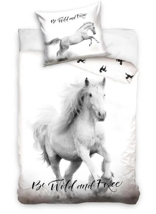 In Home Housse de couette à motif cheval 140 x 200 + 70 x 90 cm en coton