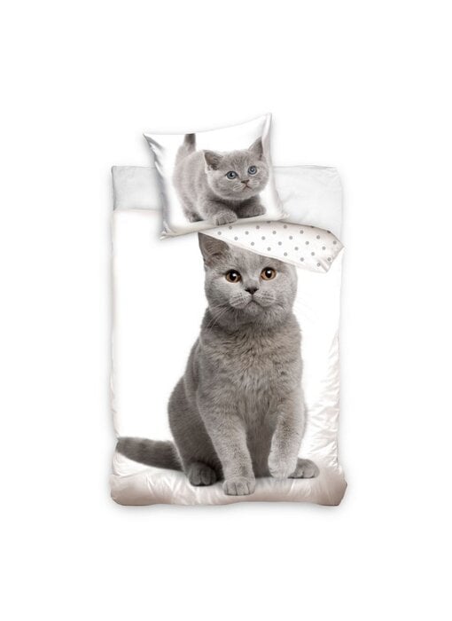 Animal Pictures Housse de couette chat 140 x 200 + 65 x 65 cm en coton