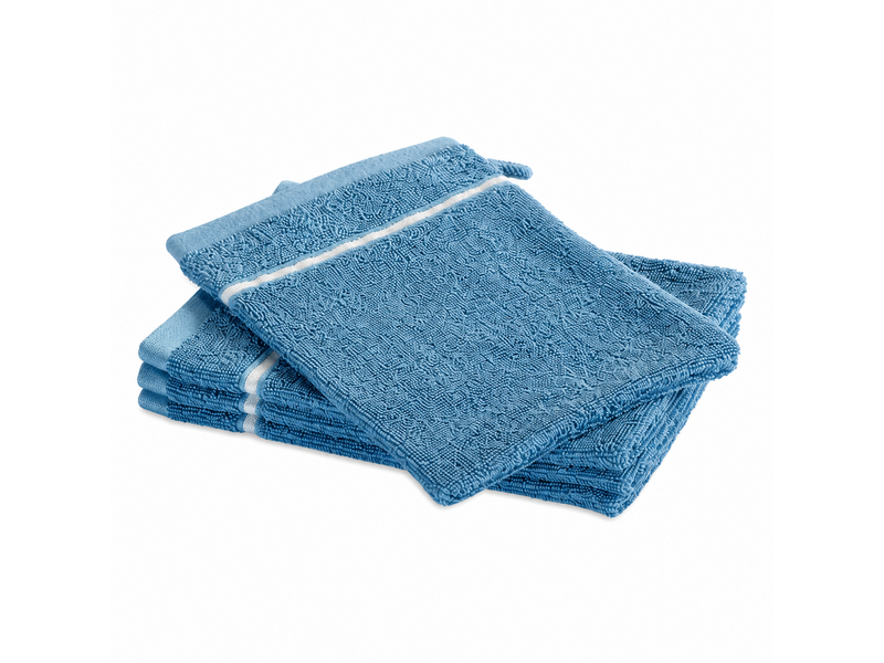 Moodit Gants de toilette Empress - Bleu pierre - lot de 4 - 23 x 16 cm - 100 % coton