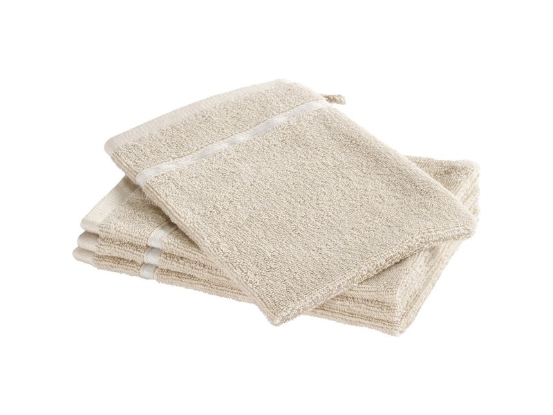 Moodit Gants de toilette Empress - Sable - lot de 4 - 23 x 16 cm - 100 % coton