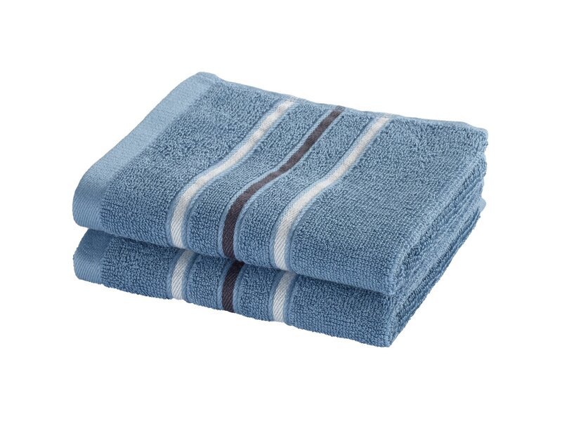 Moodit Serviettes d'invités Empress - Bleu pierre - Lot de 2 - 30 x 50 cm - 100 % coton