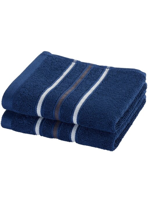 Moodit Ensemble de 2 serviettes d'invités bleu marine Empress en coton