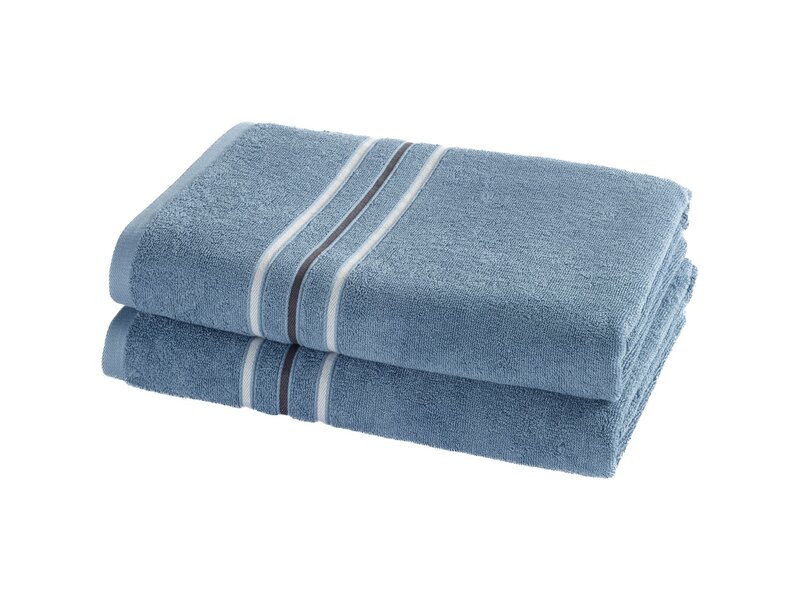 Moodit Drap de douche Empress Stone Blue - lot de 2 pièces - 70 x 140 cm - 100 % coton