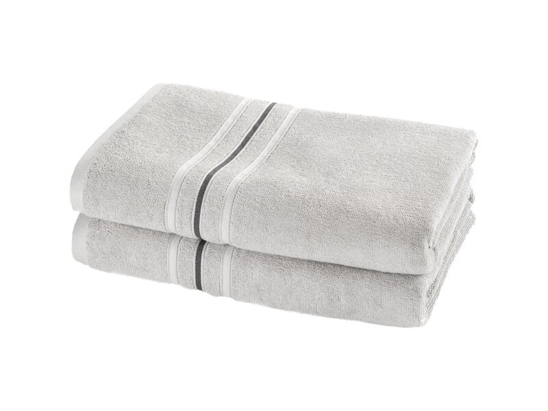 Moodit Serviette de douche Empress - Argent - lot de 2 - 70 x 140 cm - 100 % coton
