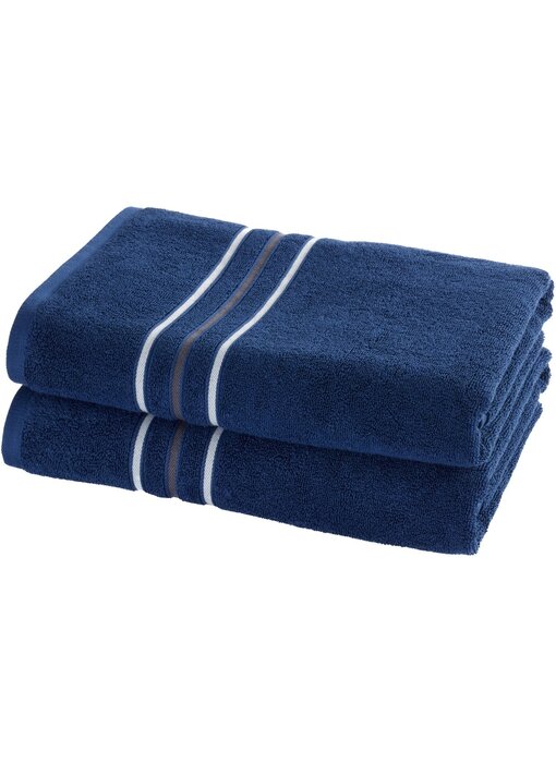 Moodit Ensemble de serviettes de douche bleu marine (2 pièces) 70 x 140 cm Coton