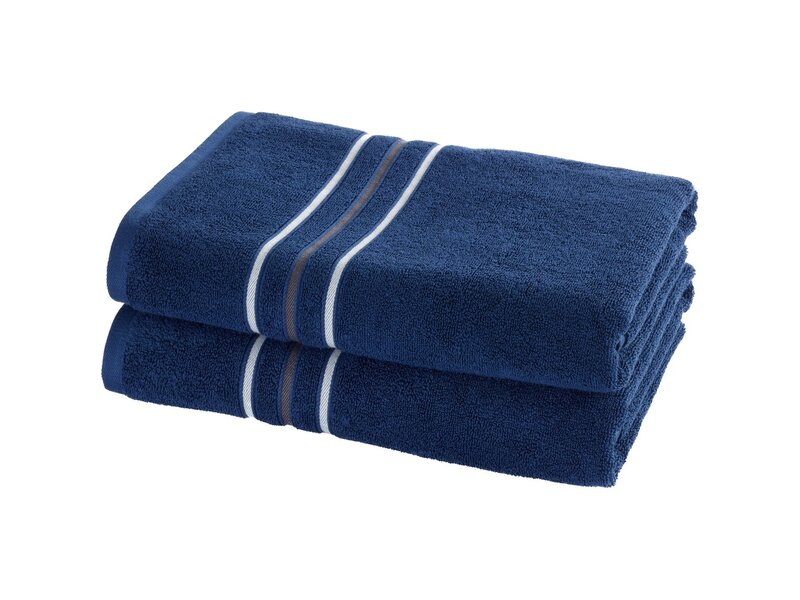 Moodit Drap de douche Empress - Bleu marine - lot de 2 pièces - 70 x 140 cm - 100 % coton