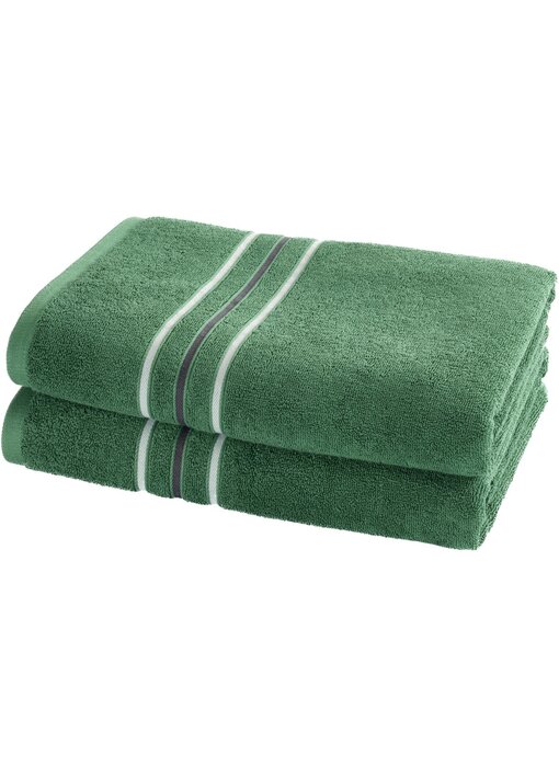 Moodit Ensemble de 2 serviettes de douche vert émeraude, 70 x 140 cm, en coton.