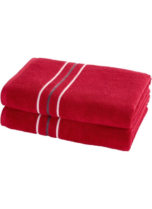 Moodit Serviettes de douche rouge foncé (lot de 2) 70 x 140 cm, coton