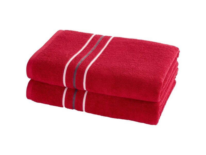 Moodit Drap de douche Empress - Rouge foncé - lot de 2 pièces - 70 x 140 cm - 100 % coton