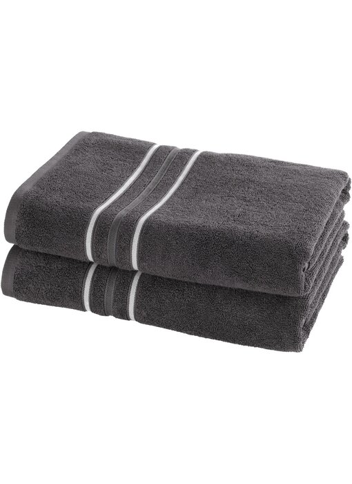 Moodit Serviettes de douche gris foncé, lot de 2, 70 x 140 cm, coton