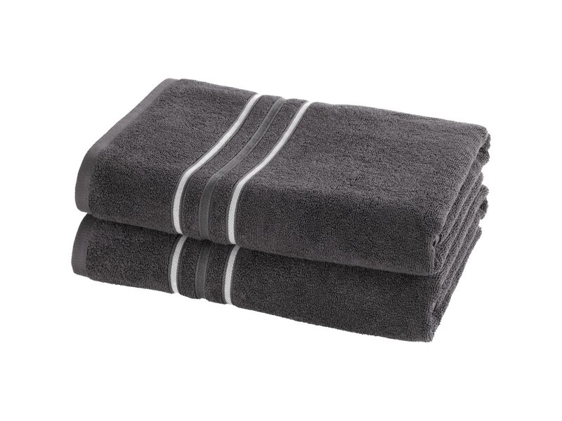 Moodit Serviette de douche gris foncé - lot de 2 - 70 x 140 cm - 100 % coton