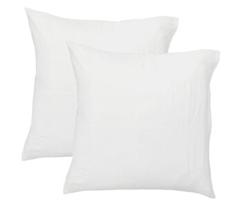 Matt & Rose Set mit 2 weißen Kissenbezügen (50 x 70 cm) aus Baumwollmusselin