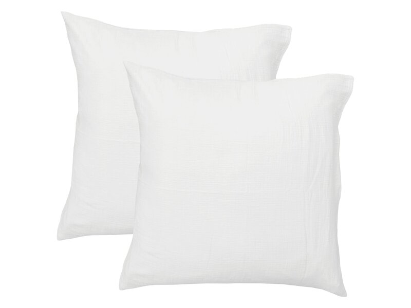 Matt & Rose Lot de 2 taies d'oreiller blanches (50 x 70 cm) en mousseline de coton