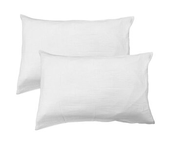 Matt & Rose Lot de 2 taies d'oreiller blanches 50 x 70 cm en mousseline de coton