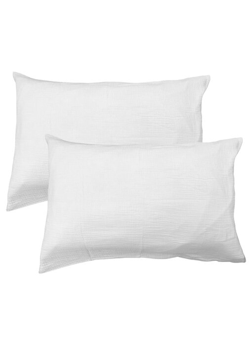 Matt & Rose Set Kussenslopen Wit (2) 50 x 70 cm  Mousseline Katoen