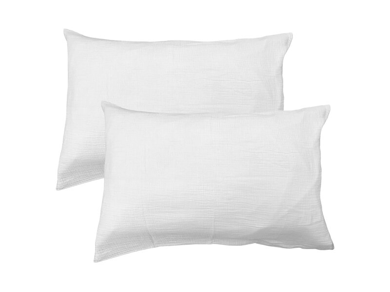 Matt & Rose Set of White Pillowcases - (2x) 50 x 70 cm - Cotton Muslin