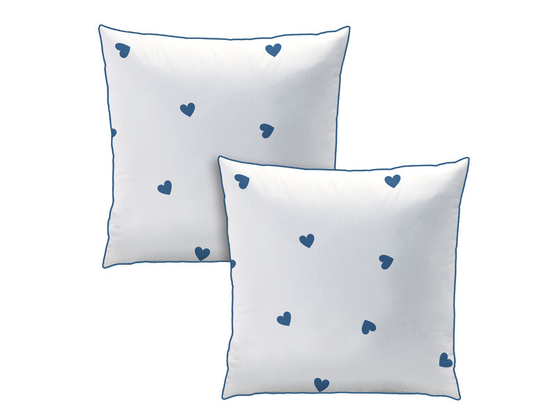 Matt & Rose Housse de couette Matt & Rose - Cœurs bleus - 240 x 220 cm + (2 x) 65 x 65 cm - Coton