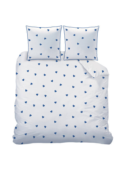 Matt & Rose Bettbezug „Hearts Blue“ 200x200 + (2) 65x65 cm, Baumwolle