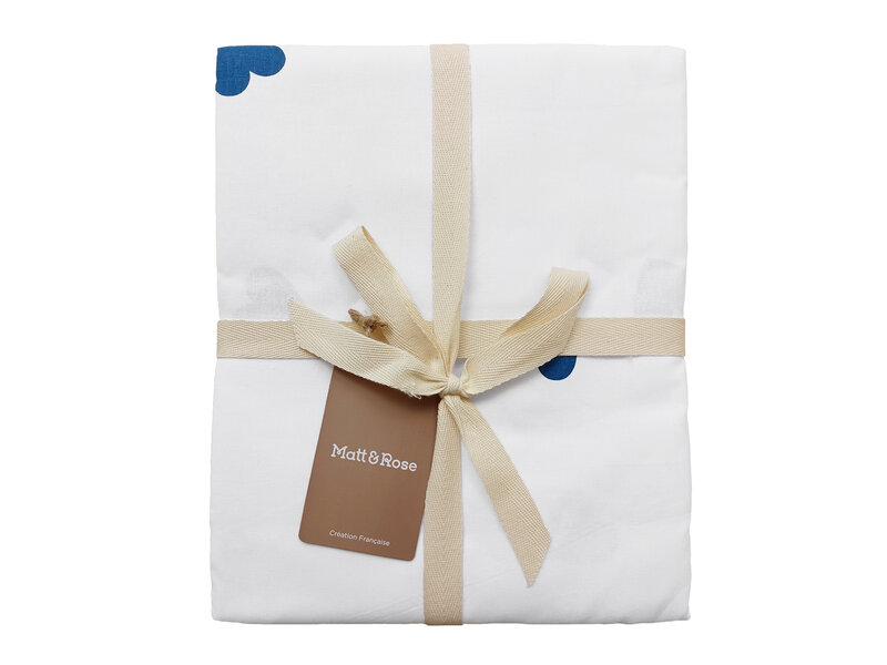 Matt & Rose Housse de couette Matt & Rose - Cœurs bleus - 50 x 50 cm + (2) 165 x 165 cm en coton