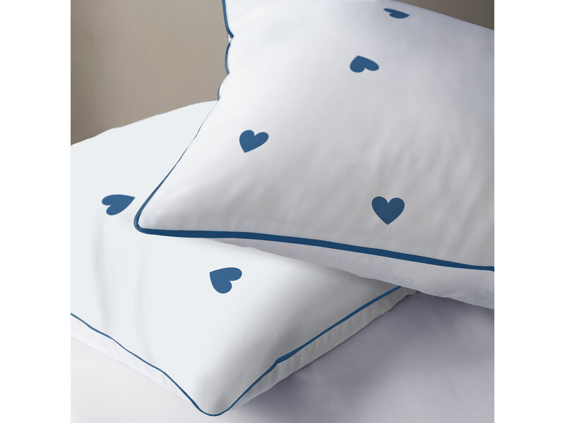 Matt & Rose Matt & Rose Dekbedovertrek - Hartjes Blauw - 200x200 + (2)65x65 Katoen
