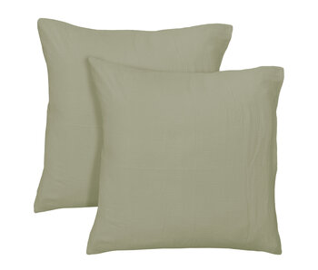 Matt & Rose Lot de 2 taies d'oreiller vert céladon en mousseline de coton 65x65