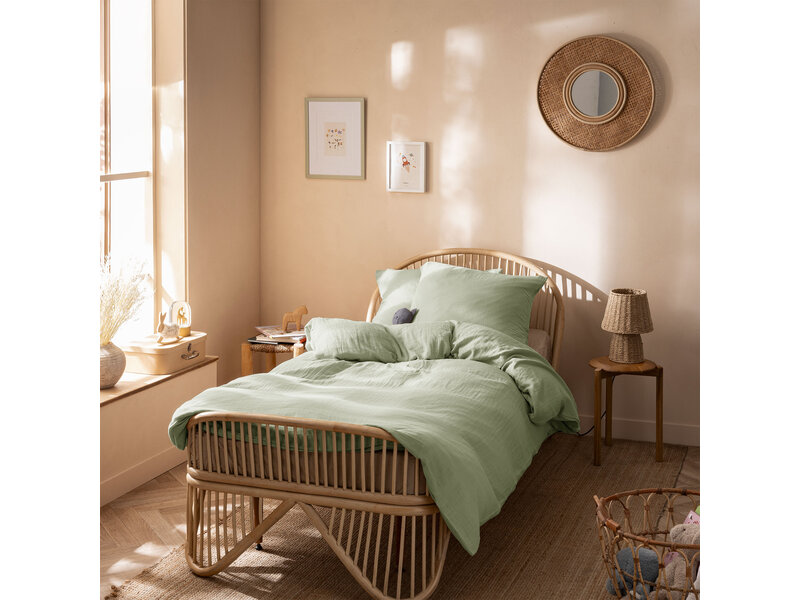 Matt & Rose Dekbedovertrek - Celadon Groen - 140 x 200 + 65 x 65 cm - Mousseline Katoen