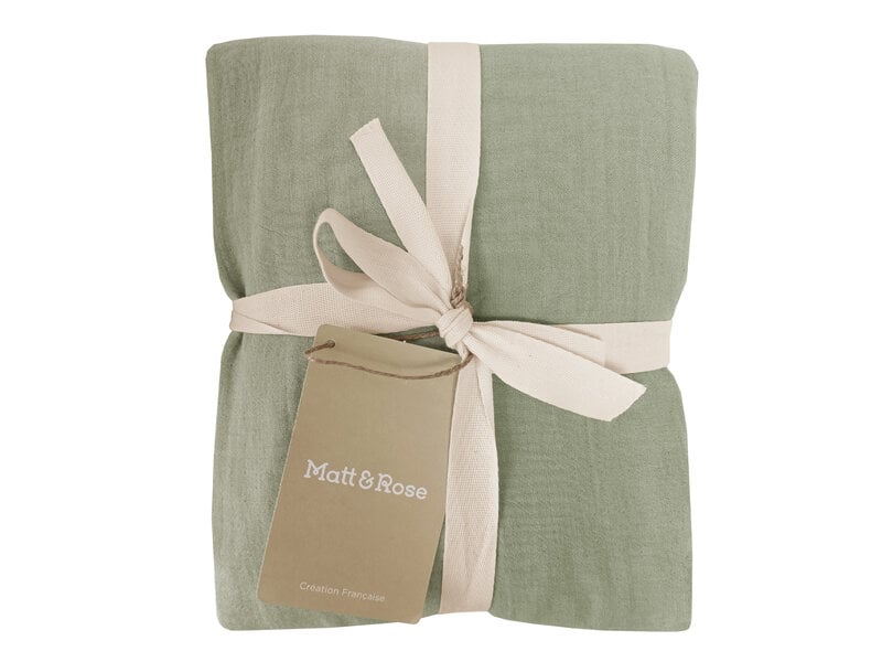 Matt & Rose Dekbedovertrek - Hotelmaat - Groen - 260 x 240 + (2x)65 x 65 cm - Mousseline Katoen