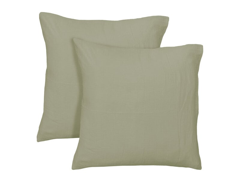 Matt & Rose Dekbedovertrek - Hotelmaat - Groen - 260 x 240 + (2x)65 x 65 cm - Mousseline Katoen