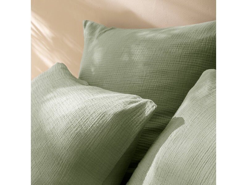 Matt & Rose Bettbezug – Hotelgröße – Grün – 260 x 240 + (2x) 65 x 65 cm – Baumwollmusselin