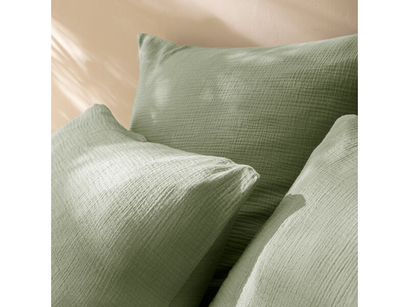 Matt & Rose Dekbedovertrek - Lits Jumeaux - Celadon Groen - 240 x 220 + (2x)65 x 65 cm - Mousseline Katoen
