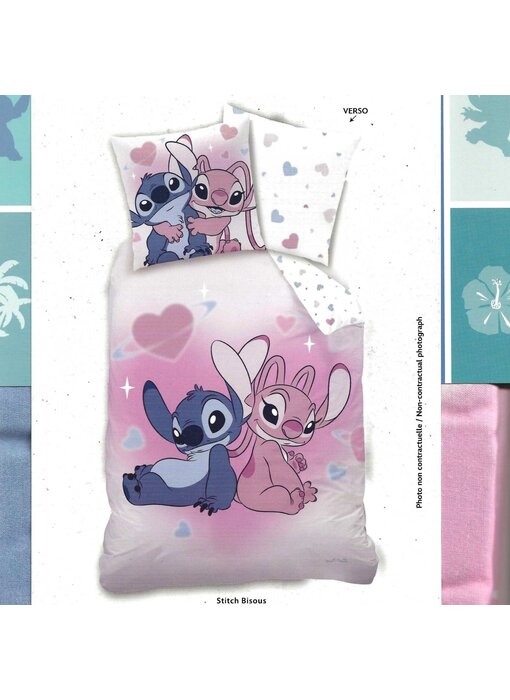 Disney Lilo & Stitch Dekbedovertrek Bisous 140 x 200 + 63 x 63 cm Katoen