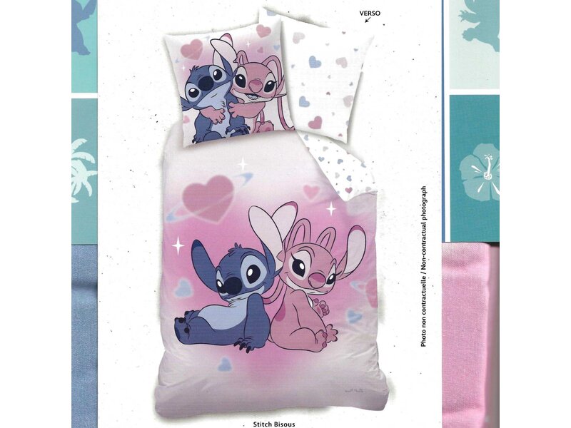 Disney Lilo & Stitch Dekbedovertrek Bisous - 140 x 200 + 63 x 63 cm - Katoen