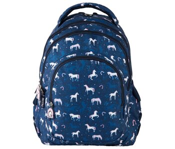 PASO Rugzak paarden 38cm polyester blauw