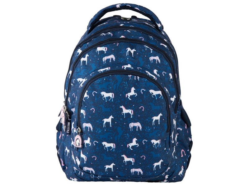 PASO PASO - Rugzak paarden 38cm - polyester - blauw