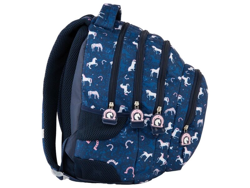 PASO PASO - Rugzak paarden 38cm - polyester - blauw