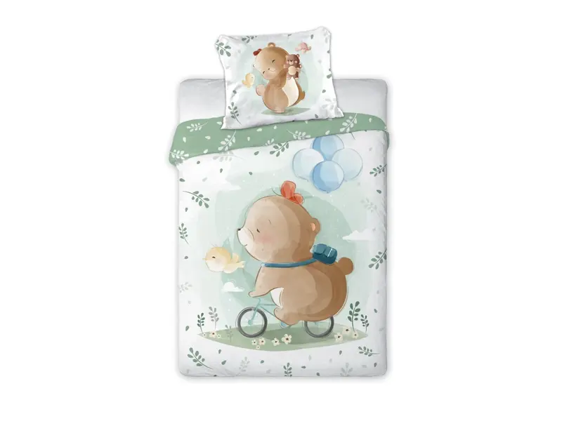Cuddles Cuddles - Baby/Peuter dekbedovertrek  Beertje Fiets 100x135/40x60cm katoen