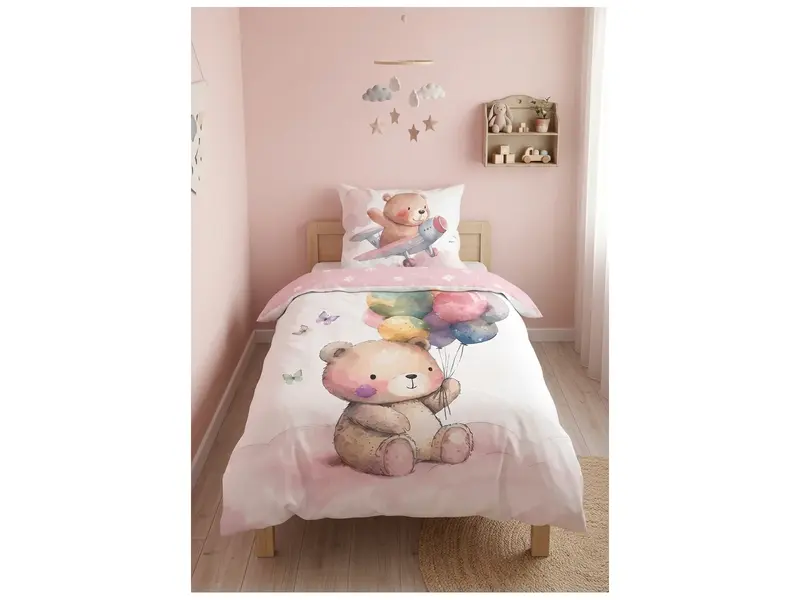 Cuddles Baby Duvet Cover Little Bear Balloons 100x135/40x60 - cotton