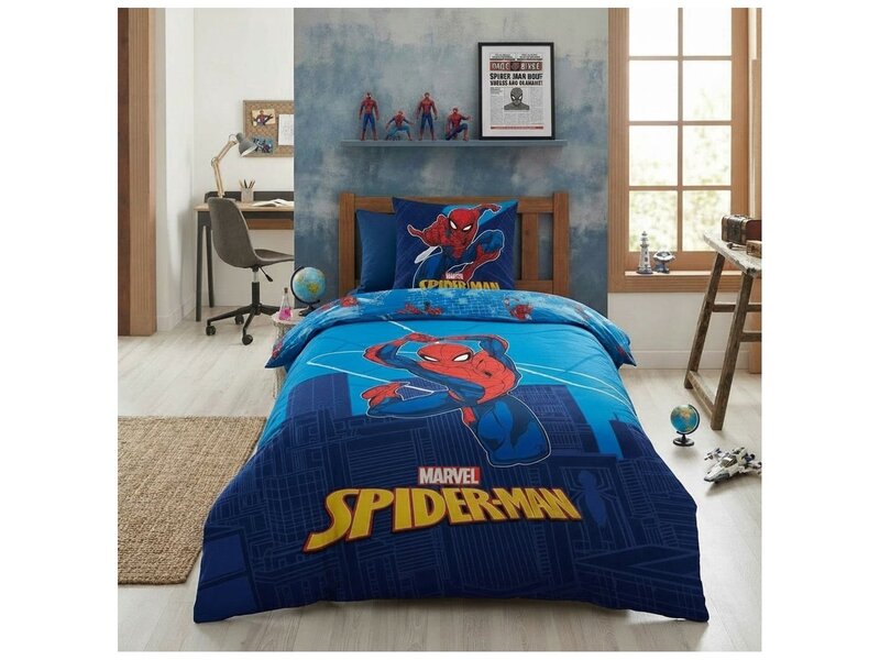 SpiderMan dekbedovertrek - 140x200cm/65x65cm - polycotton