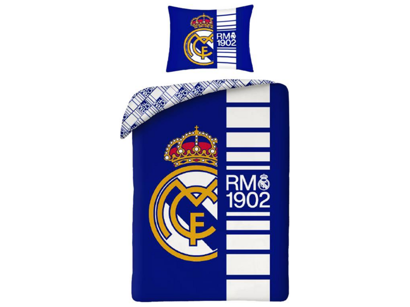 Real Madrid Housse de couette bleue - 140 x 200 cm / 70 x 90 cm - coton