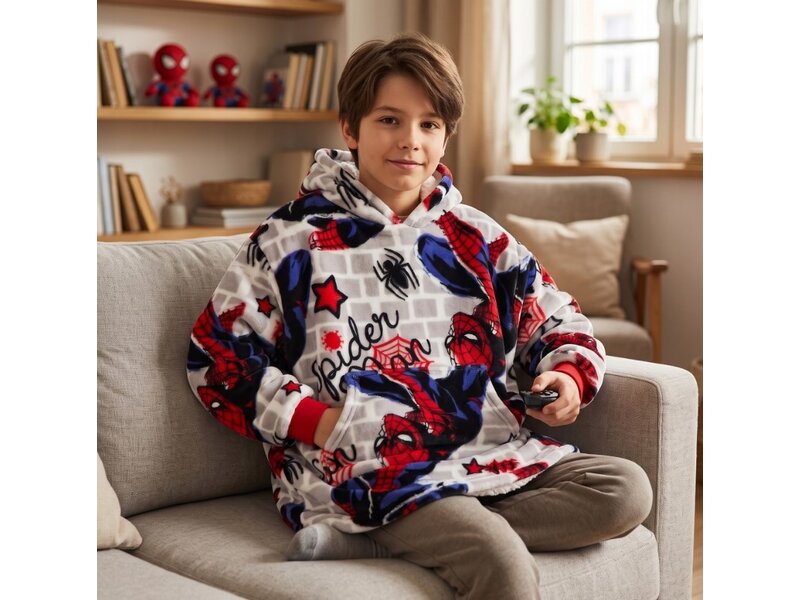 SpiderMan Hoodie-Fleecedecke, Spinne – Kind – Einheitsgröße (7–14 Jahre) – Polyester