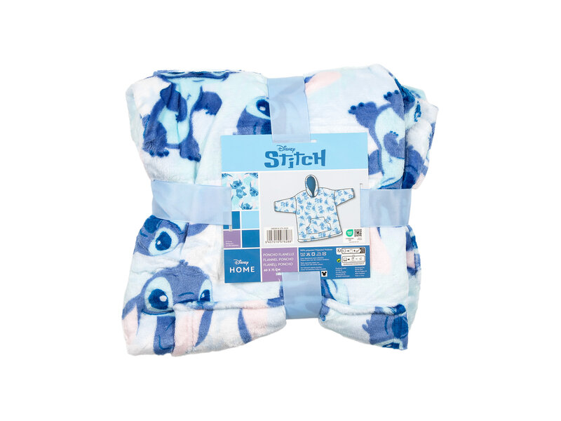 Disney Lilo & Stitch Hoodie-Fleecedecke, Blue Flower – Kind – Einheitsgröße (7–14 Jahre) – Polyester