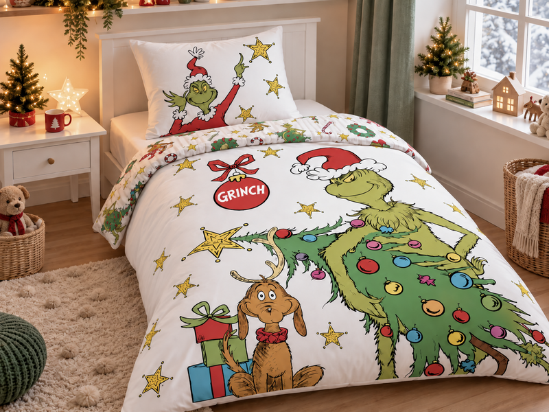 The Grinch Housse de couette Dr Seuss - 140x200/70x90cm - Coton