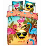 Emoji Flamingo - Dekbedovertrek - Eenpersoons - 140 x 200 cm - Polyester