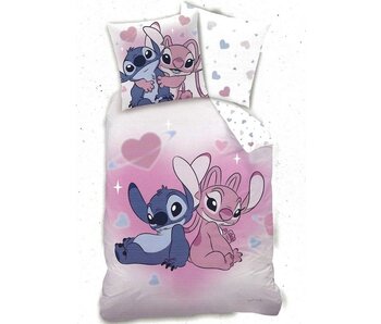 Disney Lilo & Stitch Housse de couette Bisous 140 x 200 + 63 x 63 cm en coton