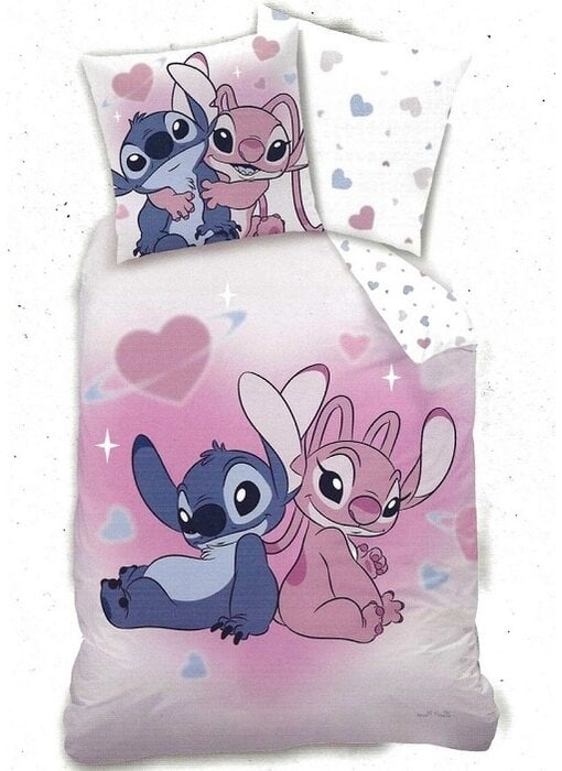 Disney Lilo & Stitch Housse de couette Bisous 140 x 200 + 63 x 63 cm en coton