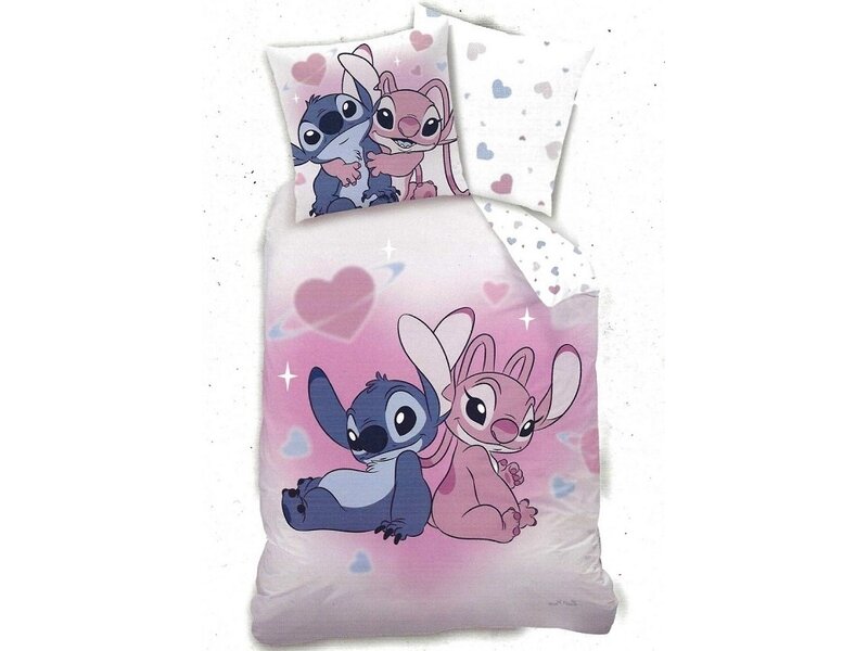 Disney Lilo & Stitch Bisous Bettbezug – 140 x 200 + 63 x 63 cm – Baumwolle