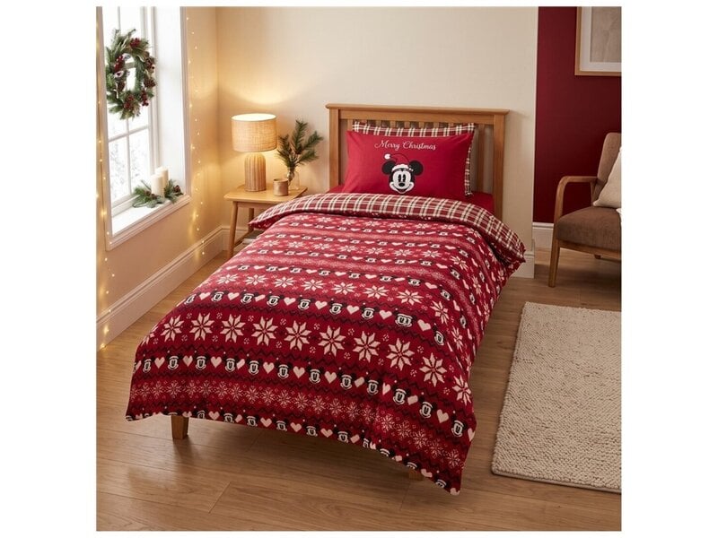 Disney Mickey Mouse Dekbedovertrek Chrismas 140x200/65x65cm - katoen flanel
