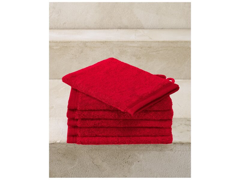 De Witte Lietaer Washandjes Contessa Scarlett Red - 16x21cm - Katoen - 6 stuks