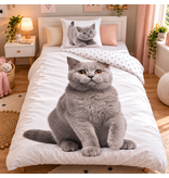 Animal Pictures Duvet Cover - Cat - Single - 140 x 200 + 65 x 65 cm - Cotton
