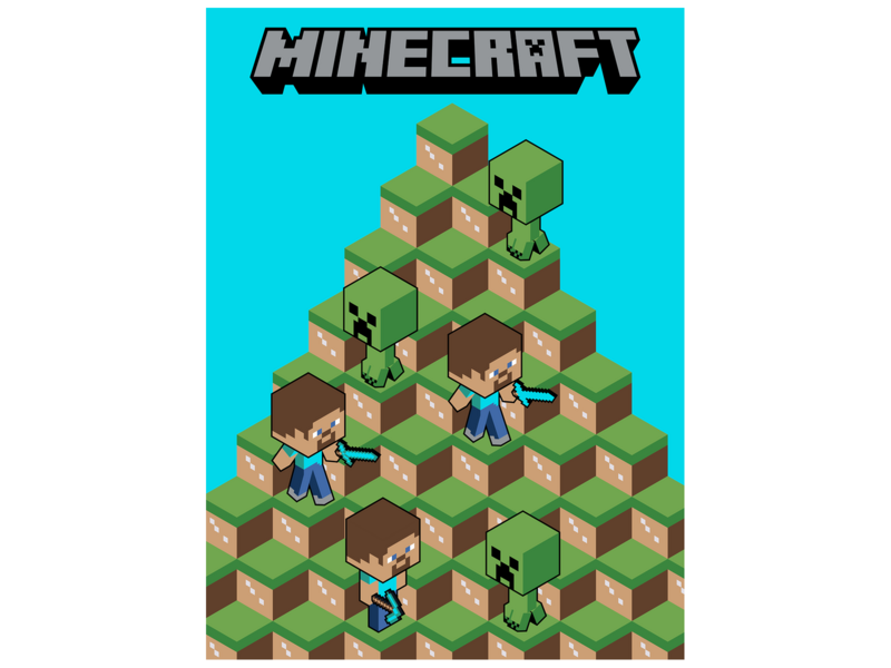 Minecraft Fleeceplaid Blocks 100x150cm - polyester